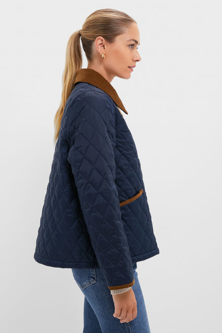 Navy Icons Cropped Liddesdale Quilted Jacket