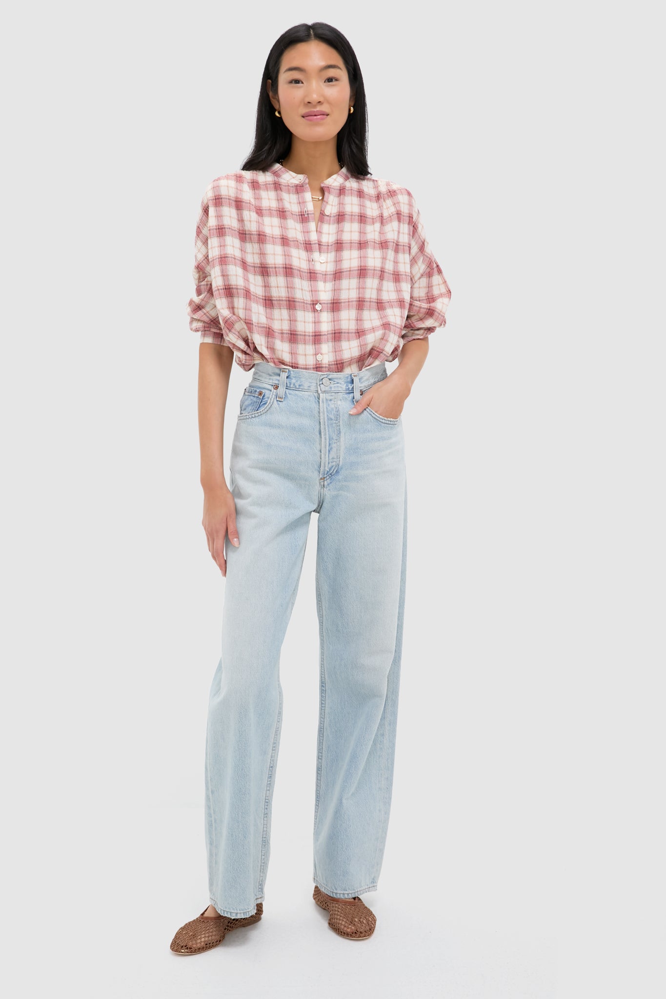 Pink and White Plaid Juliette Button Down