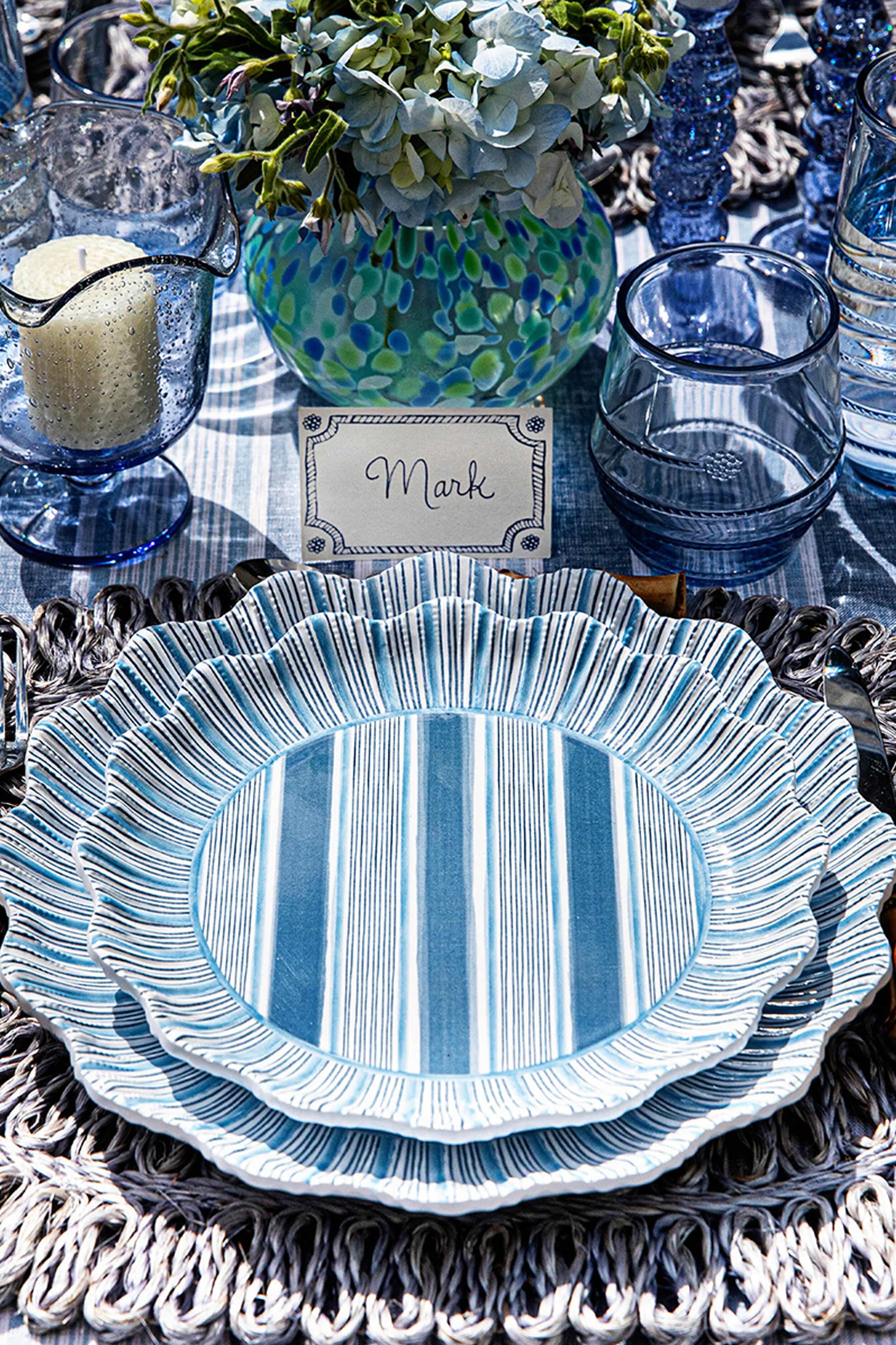 Ocean Cabana Stripe Melamine Dessert Salad Plate Set of 4