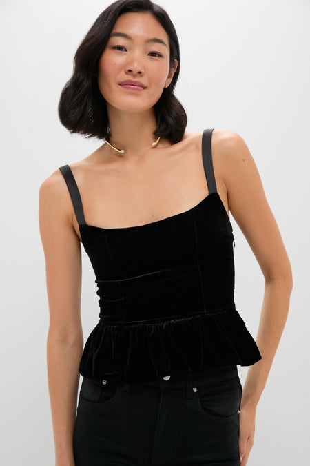 Black Velvet Jour Peplum Top