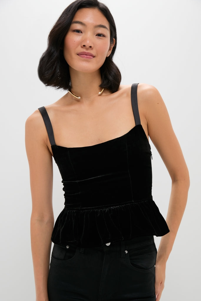 Black Velvet Jour Peplum Top | Emerson Fry