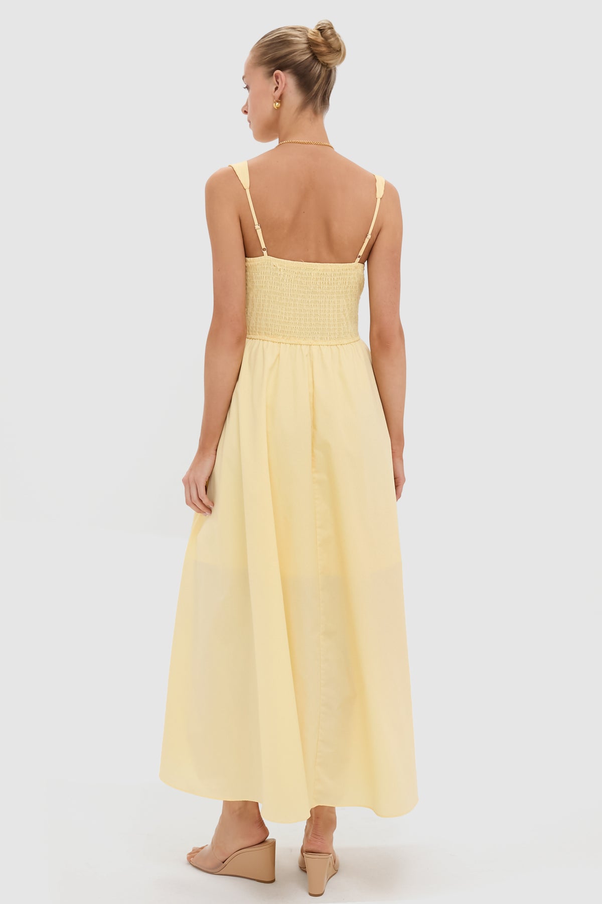 PLUNGE V NECKLINE WITH GLOVE MAXI DRESS IN YELLOW