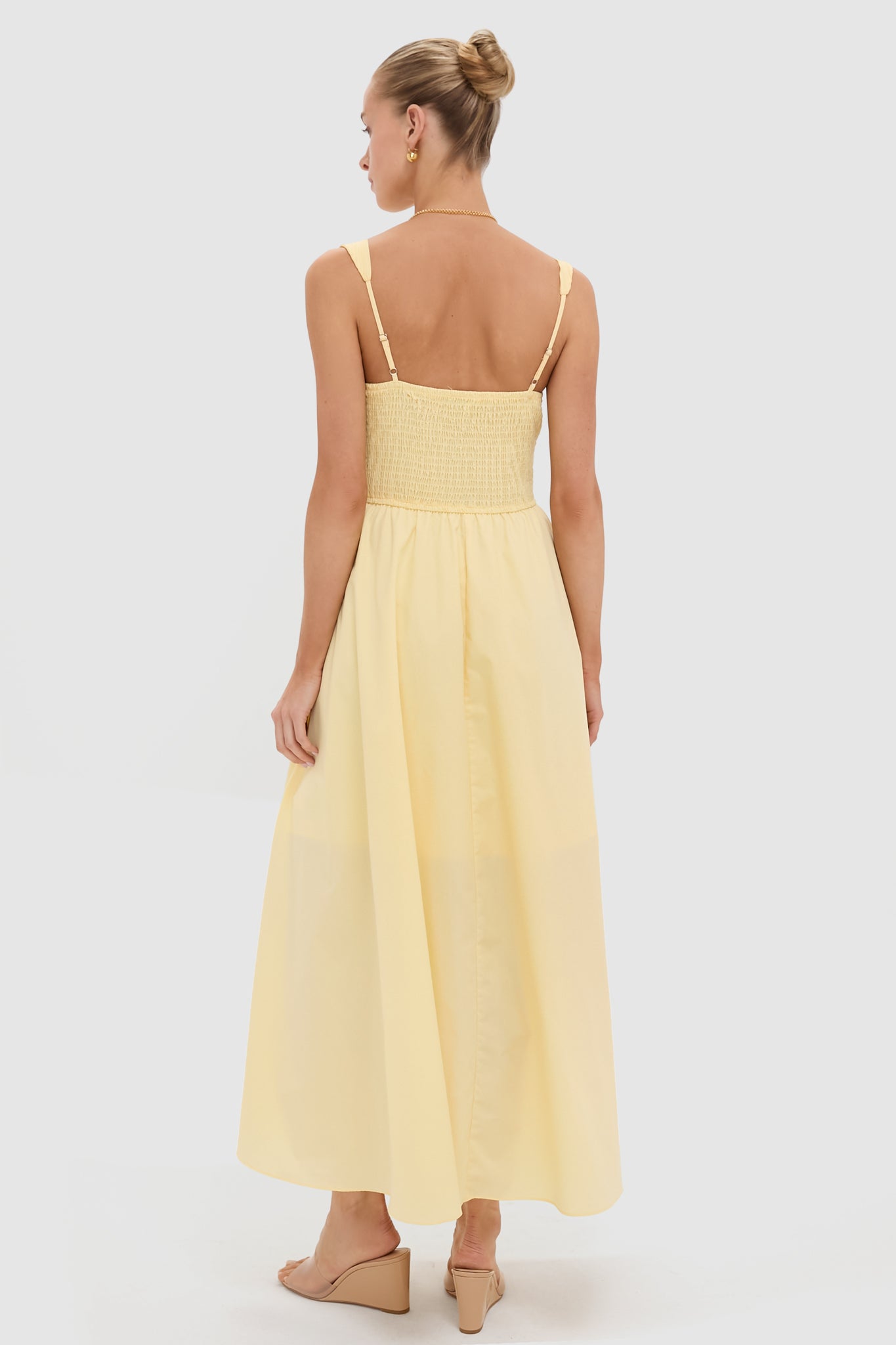 Light Yellow V-Neck Maxi Dress