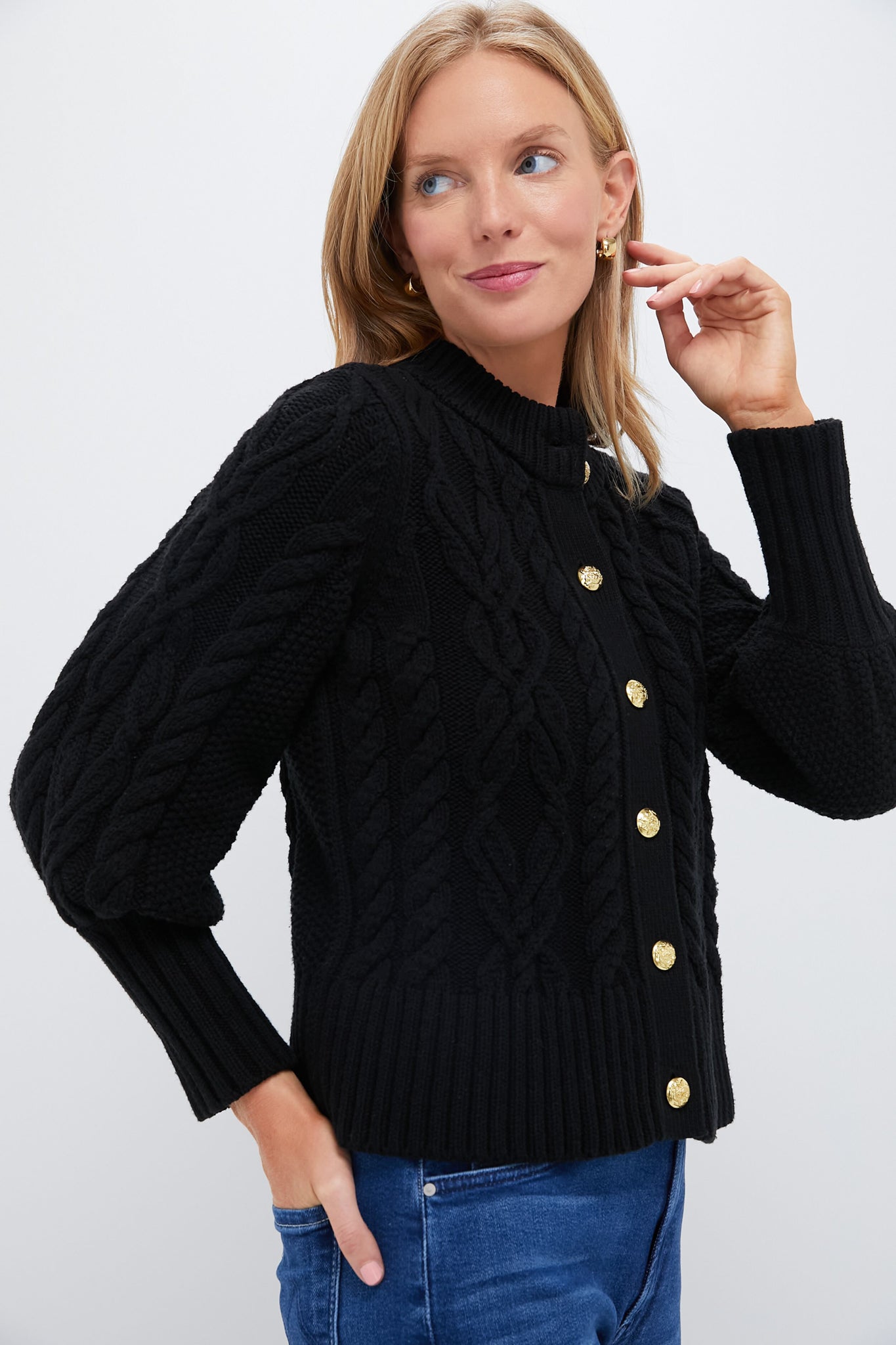 Black Cotton Colette Cardigan Tuckernuck