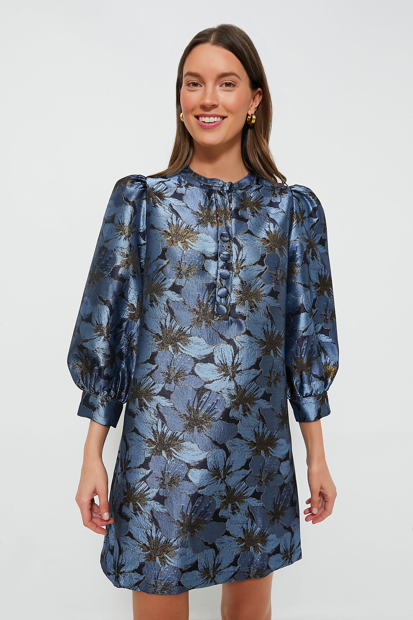 Jacquard dress blue best sale