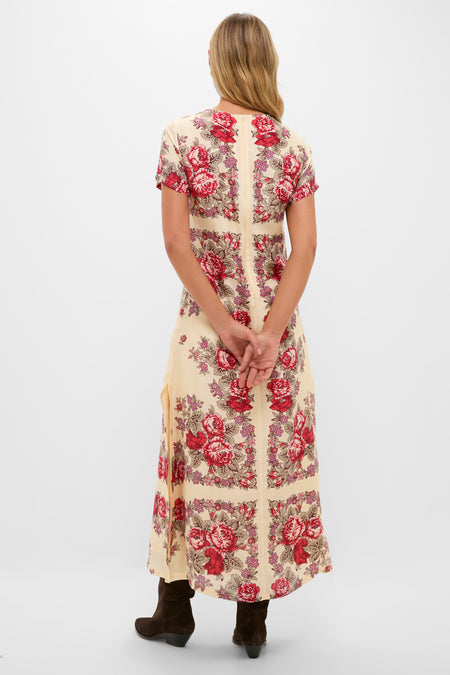 White Rosebush Preeti Silk Dress