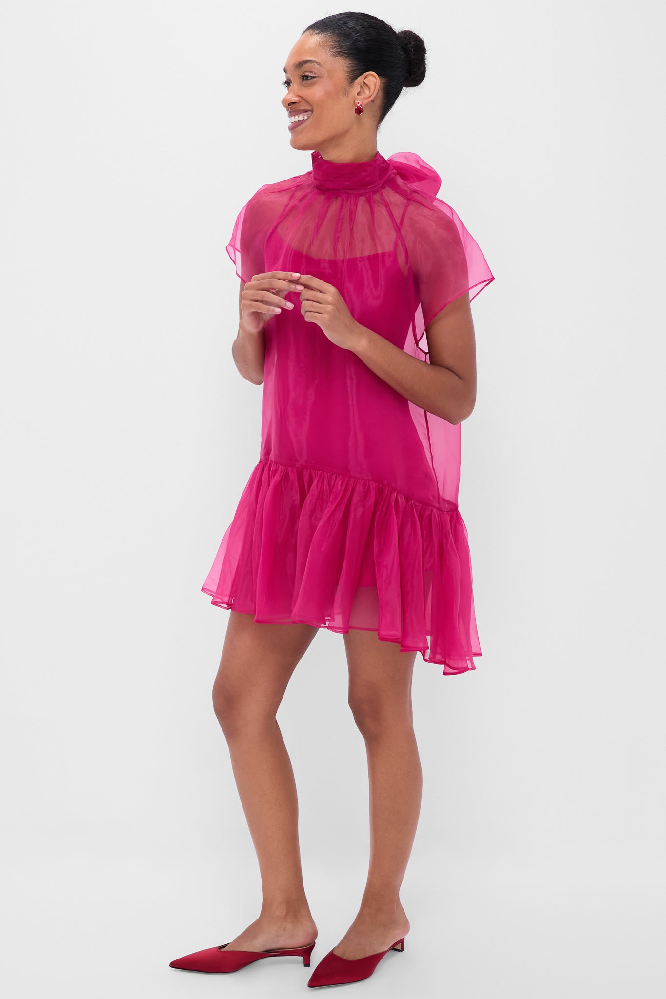 roxanne flocked ruffled tulle mini dress Ruffle Tulle Flare Mini Dress | Layered Party Dress