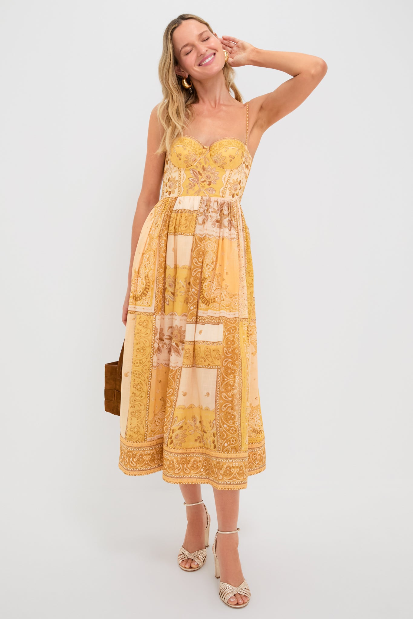 Mustard Bandana Lucky Corset Midi Dress