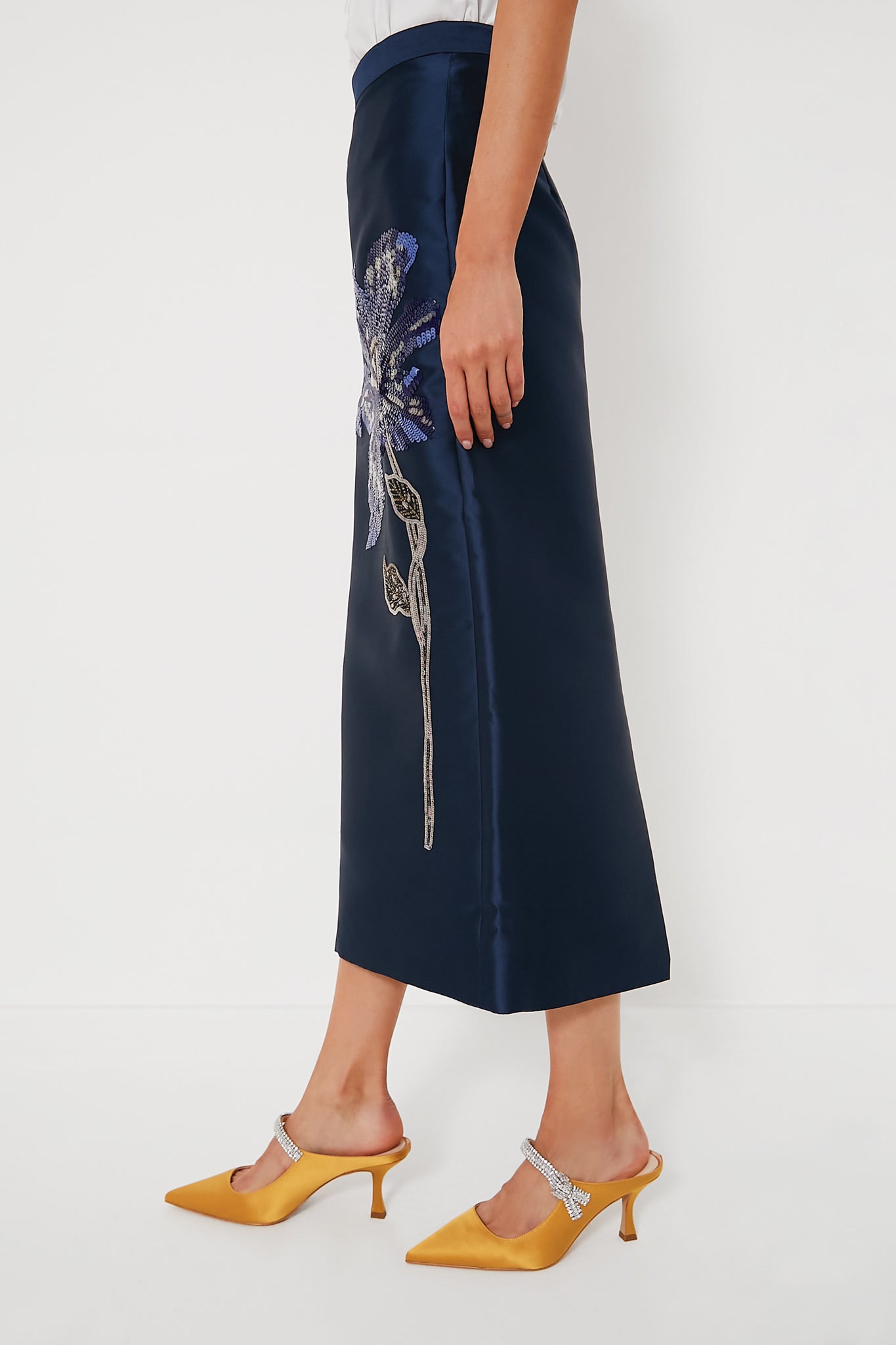 Navy Midi Length Pencil Skirt ERDEM