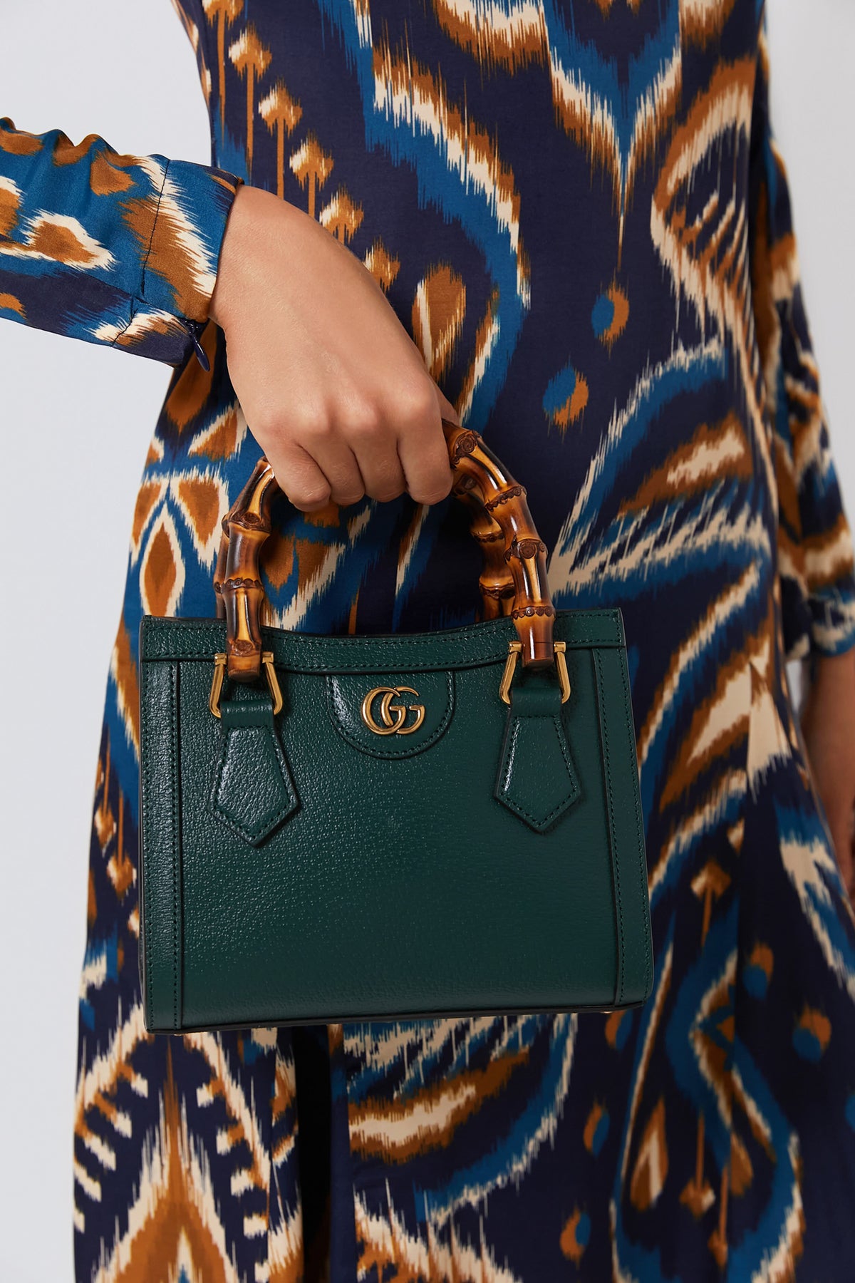 GUCCI Dark Green Bamboo Diana 2 Way Handbag