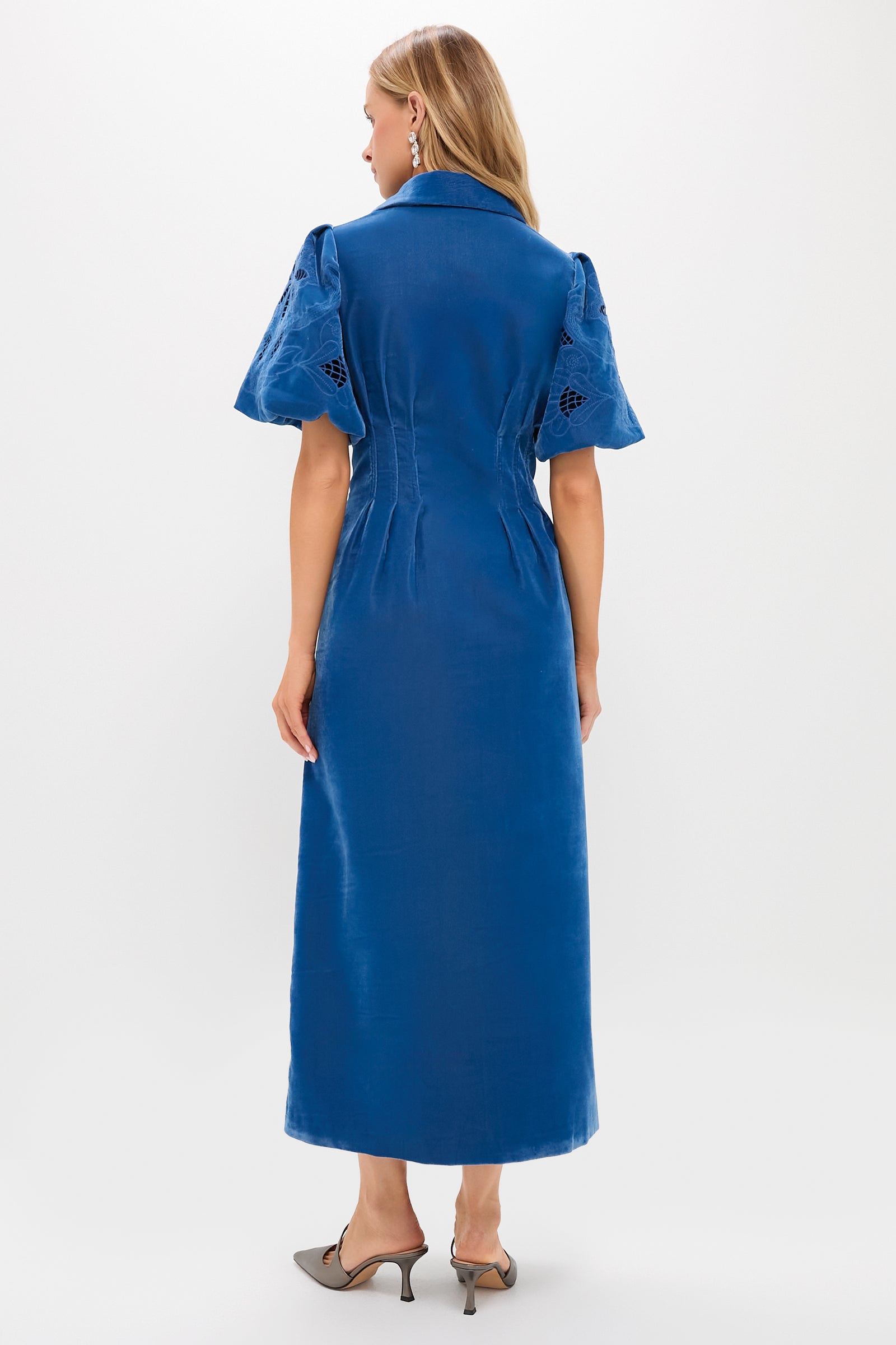 Tuckernuck Blue Fog Velvet Lace Delaney Dress Blue Fog / XXS