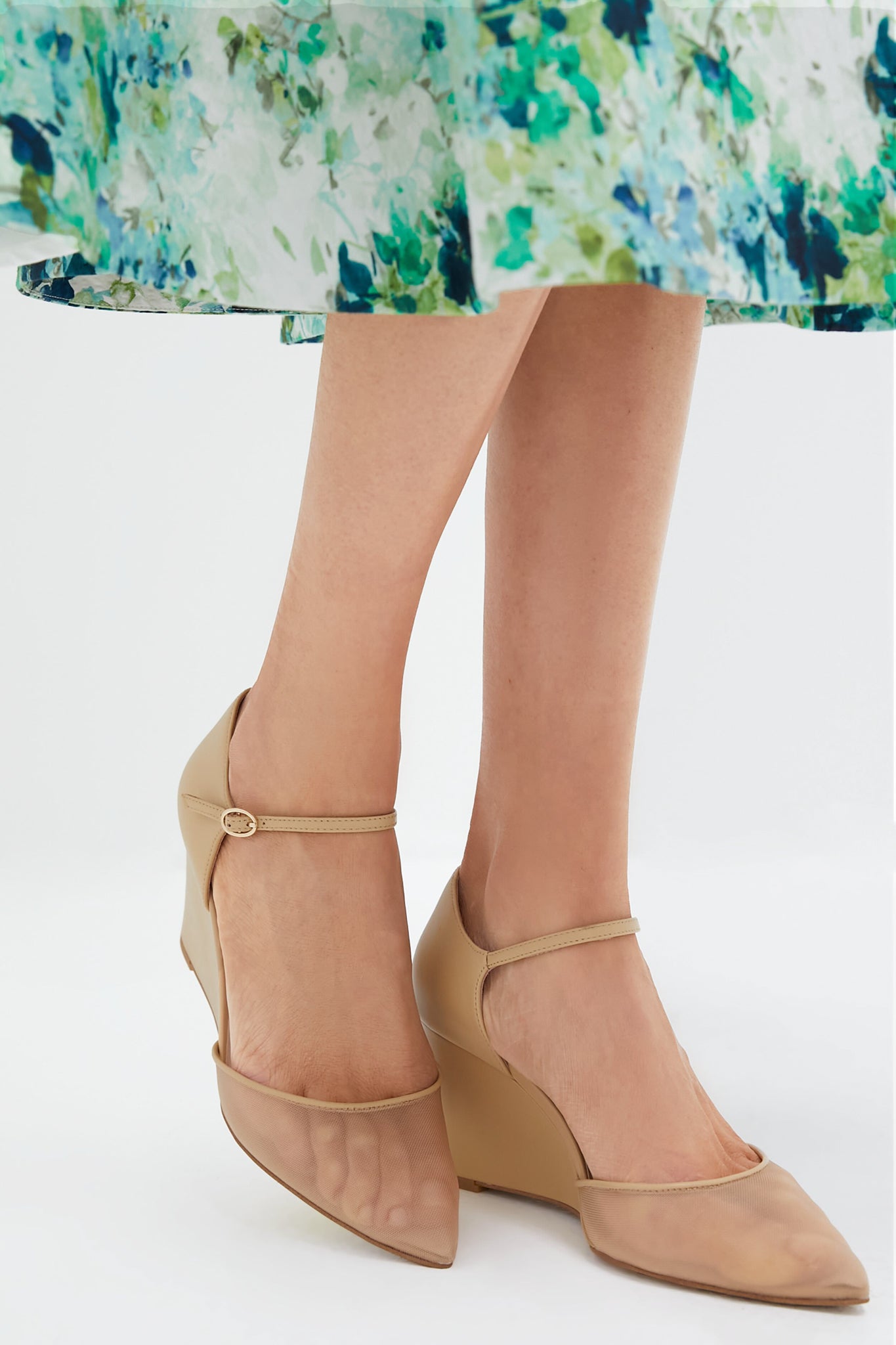 Blush Mesh Darcy Wedges