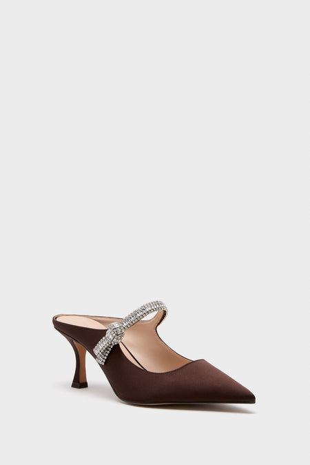 Chocolate Satin Mae Heels