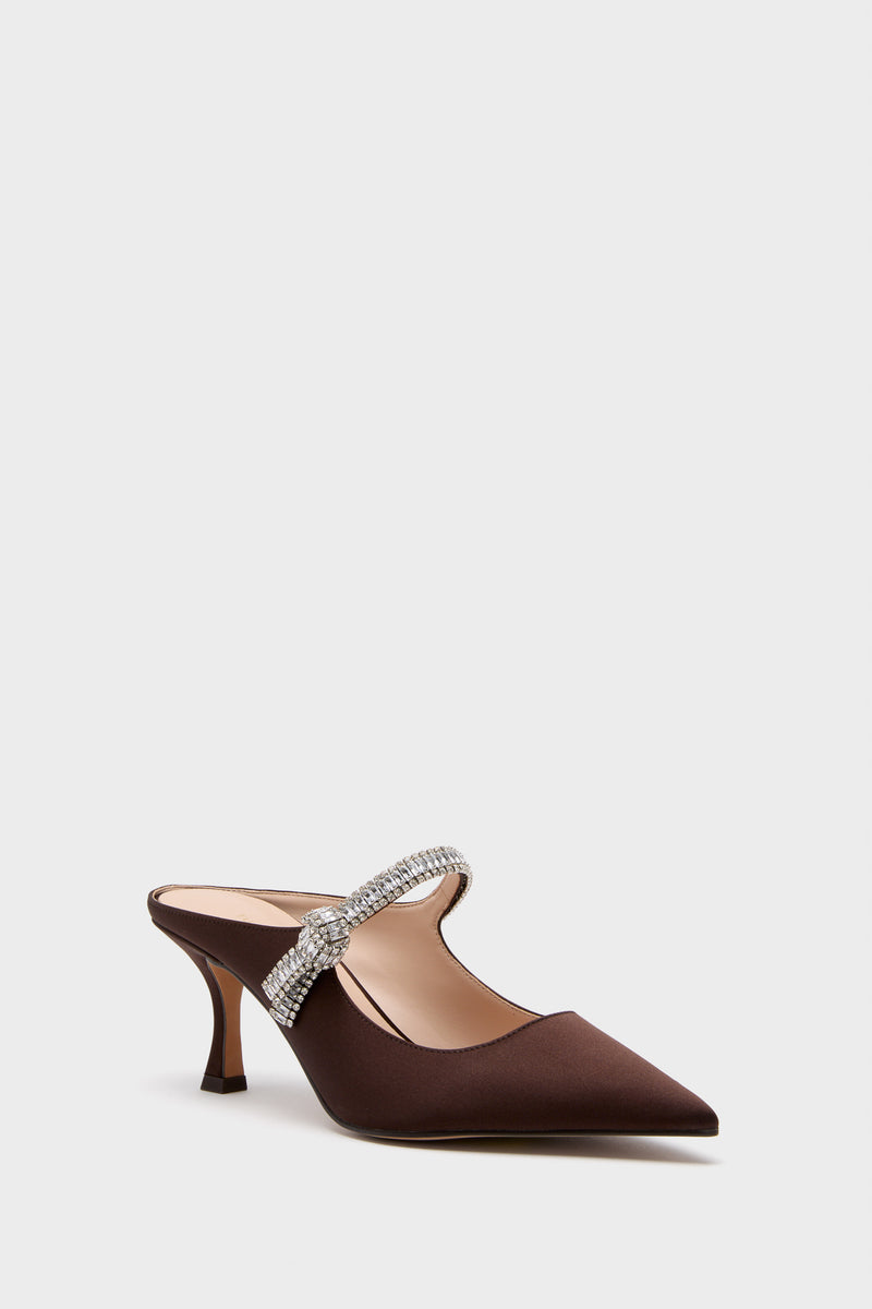 Chocolate Satin Mae Heels
