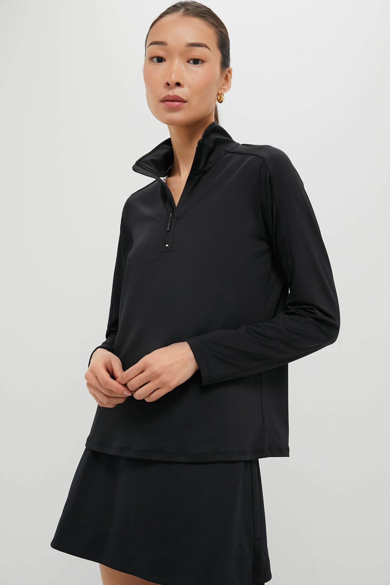 Black Performance Jersey Carver Quarter Zip Tee