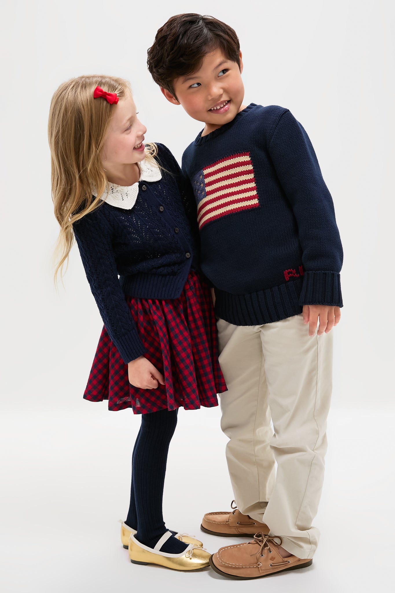 Navy Flag Cotton Crewneck Sweater