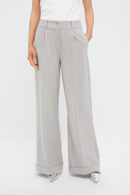 Gray Cuffed Wide Leg Watson Trousers