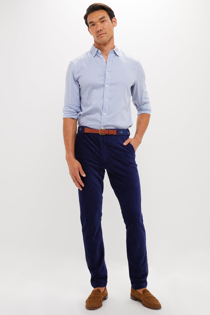 Navy Collins Corduroy Pull-on Trouser (32" Inseam)