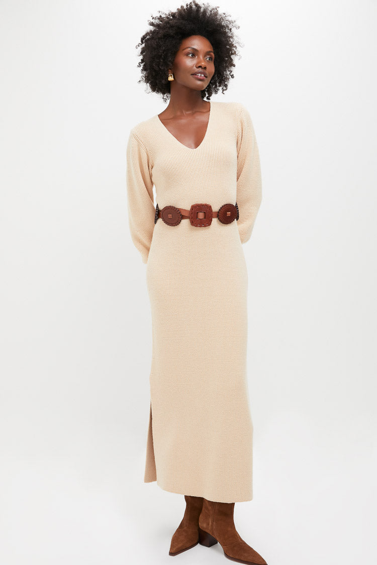 Hyacinth House Almond Knit Anya Midi Dress Almond / Xs Hyacinth House Almond Knit Anya Midi Dress Almond / Xs