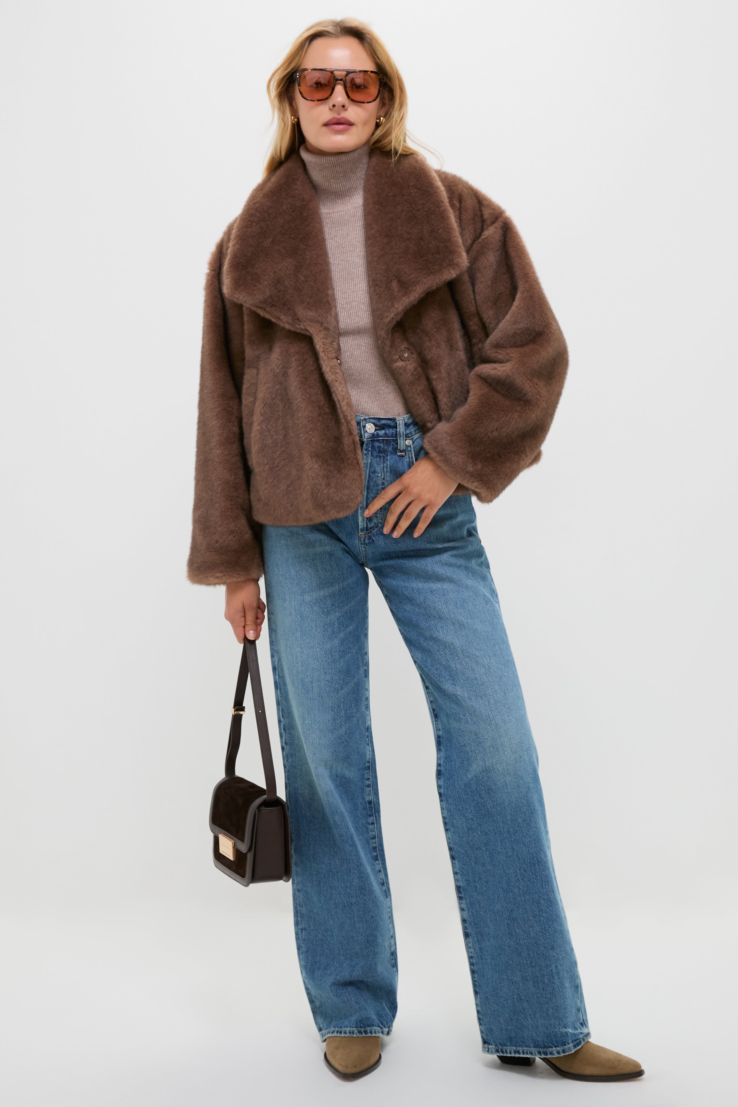 fetico ジャケット　ブラウン Brown Faux Fur Haddon Jacket | Hyacinth House