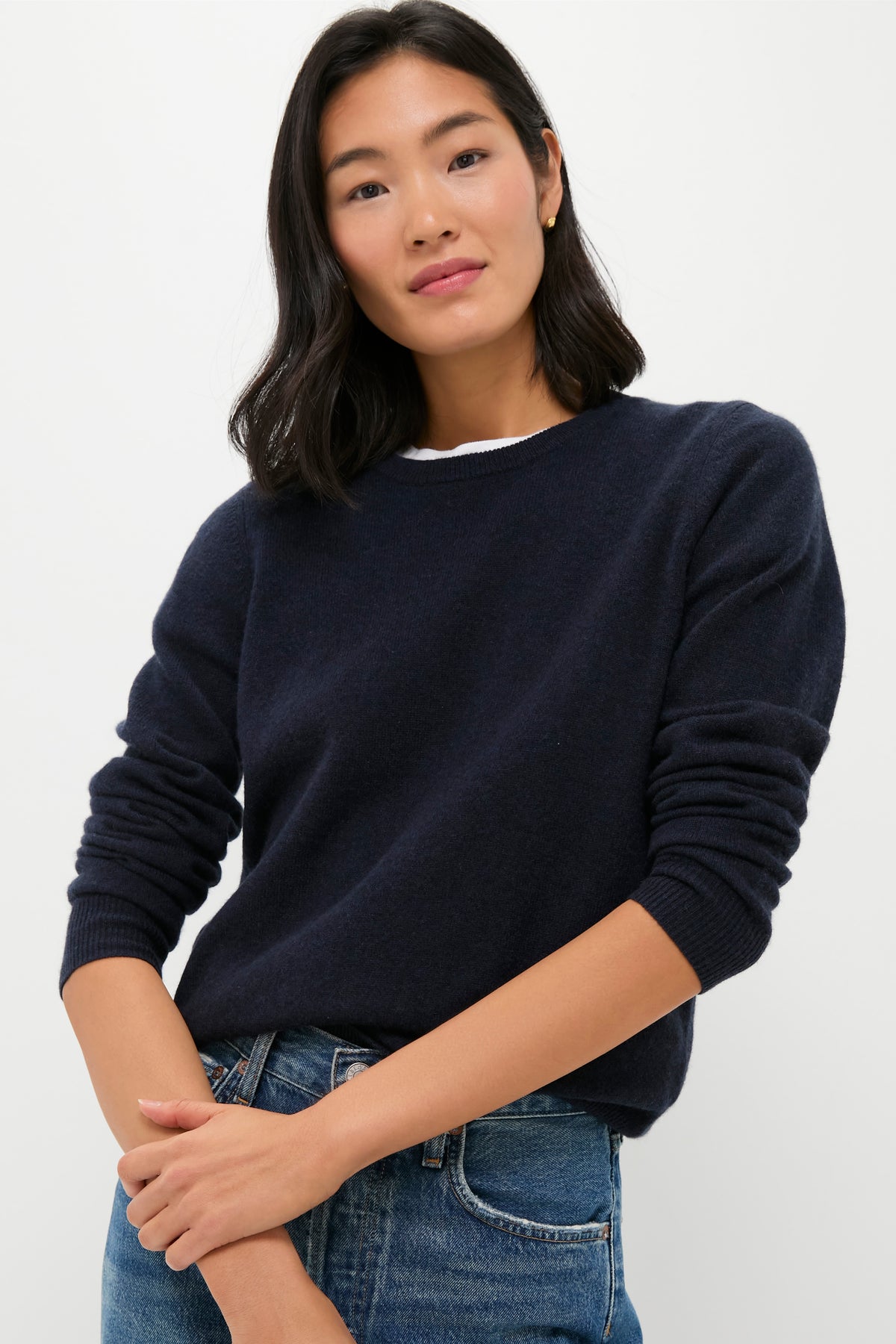 Navy Cashmere Crewneck Sweater