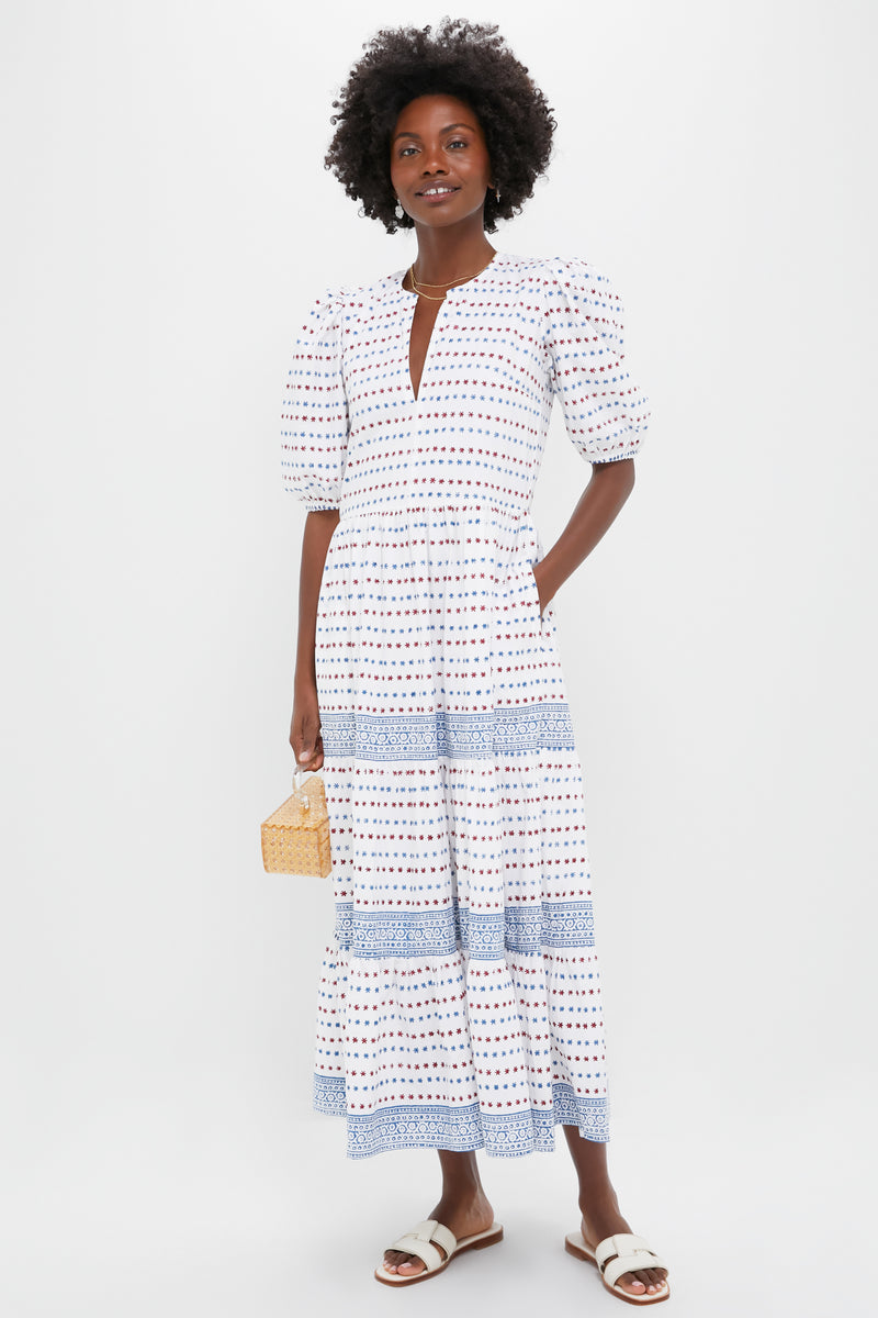 Exclusive Ellis Blue Puff Sleeve Maxi Dress