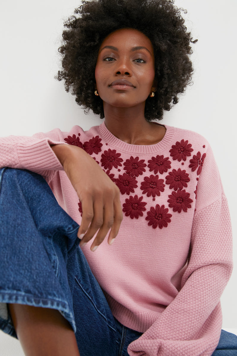 Rose Embroidered Floral Francine Sweater