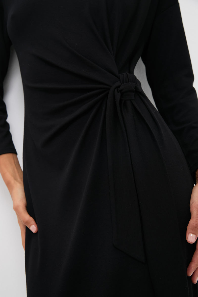 Black Side Tie Elspeth Maxi Dress