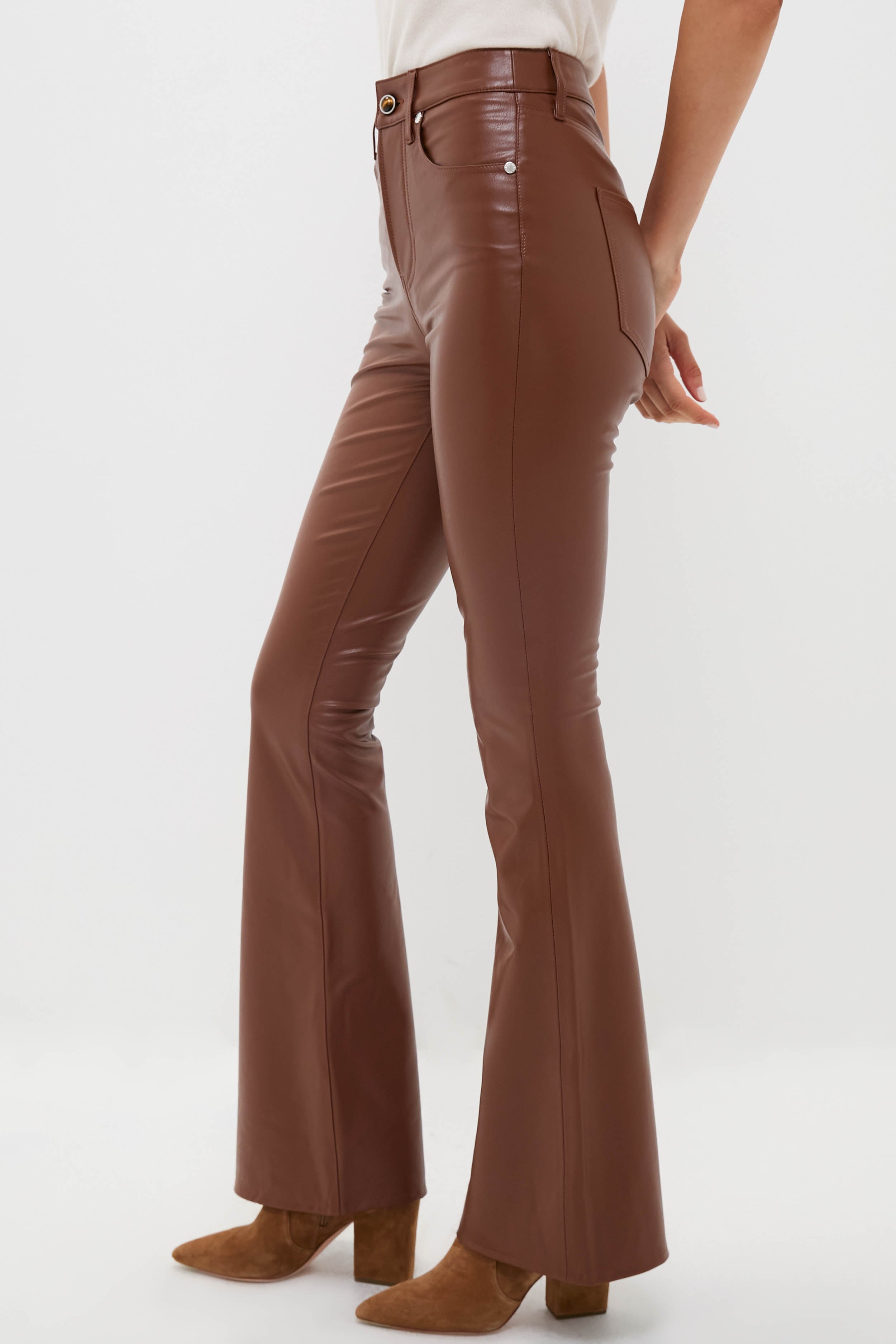 Mahogany Faux Leather Beverly High Rise Skinny Flare | Veronica Beard
