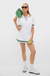 White and Green Short Sleeve Performance Knit Nora Sweater Polo