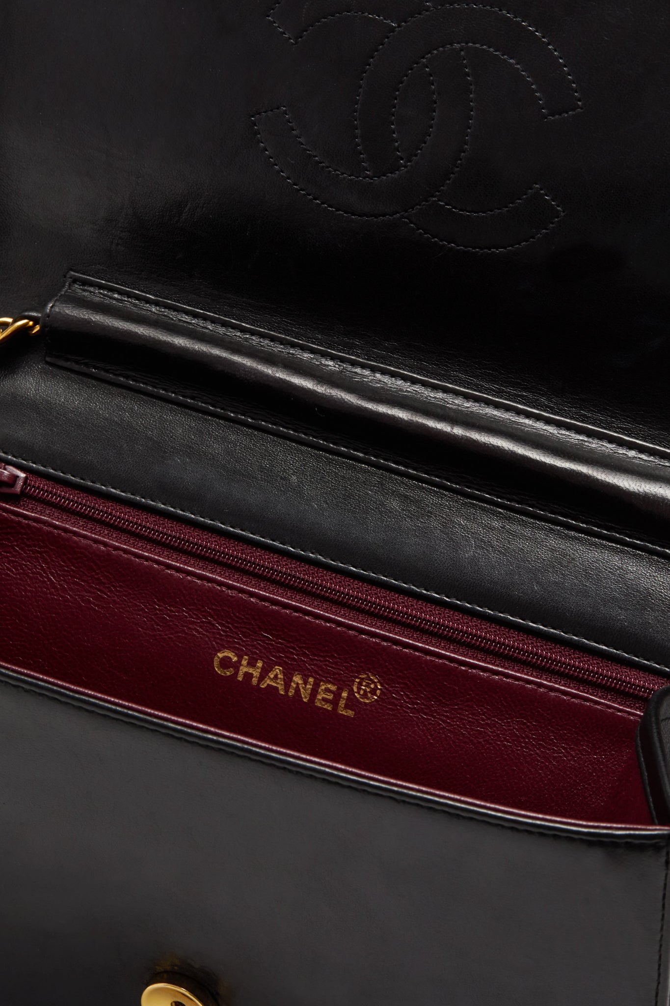 CHANEL Black Medium Vintage Quilted Lambskin Full Flap Bag