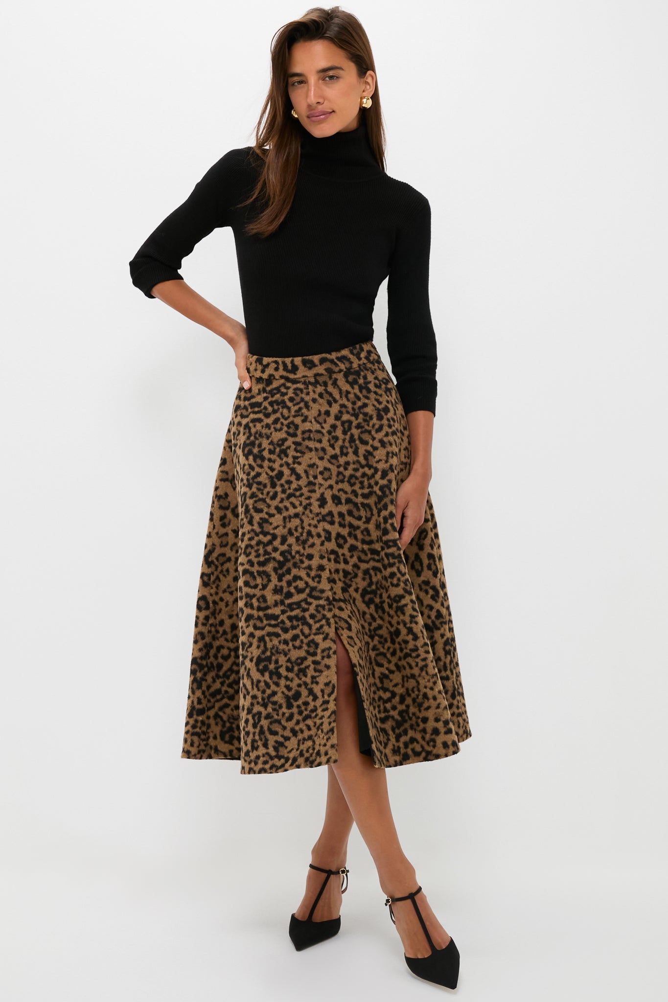 Leopard Brushed Wool Andrea Circle Skirt