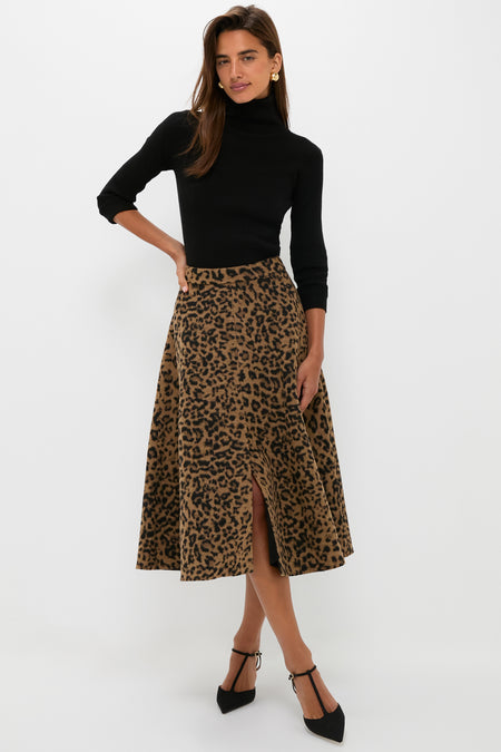 Leopard Brushed Wool Andrea Circle Skirt