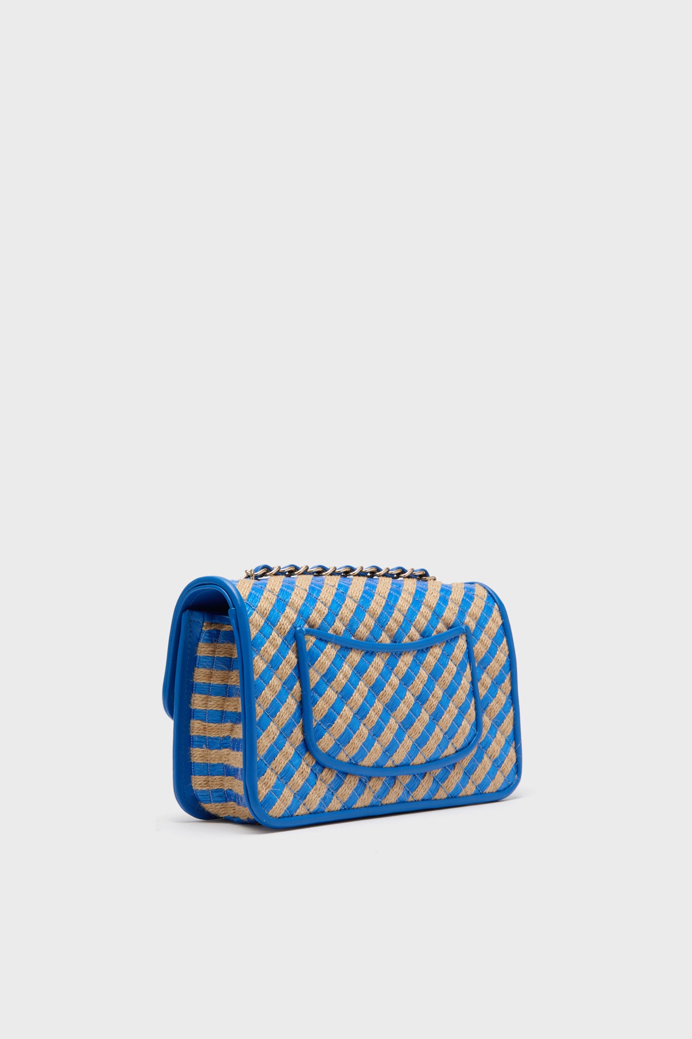 CHANEL Blue Small Raffia and Jute Urban Jungle Single Flap Bag