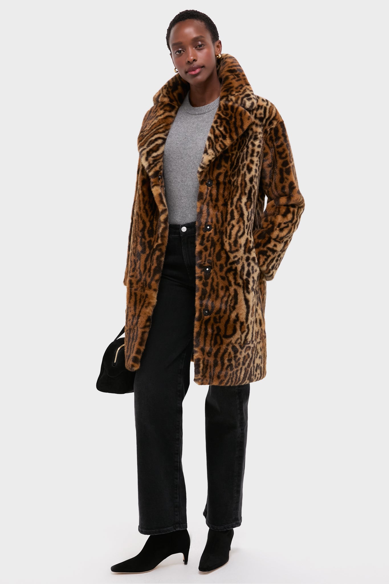 Leopard Print Faux Fur Camille Cocoon Coat | Stand Studio