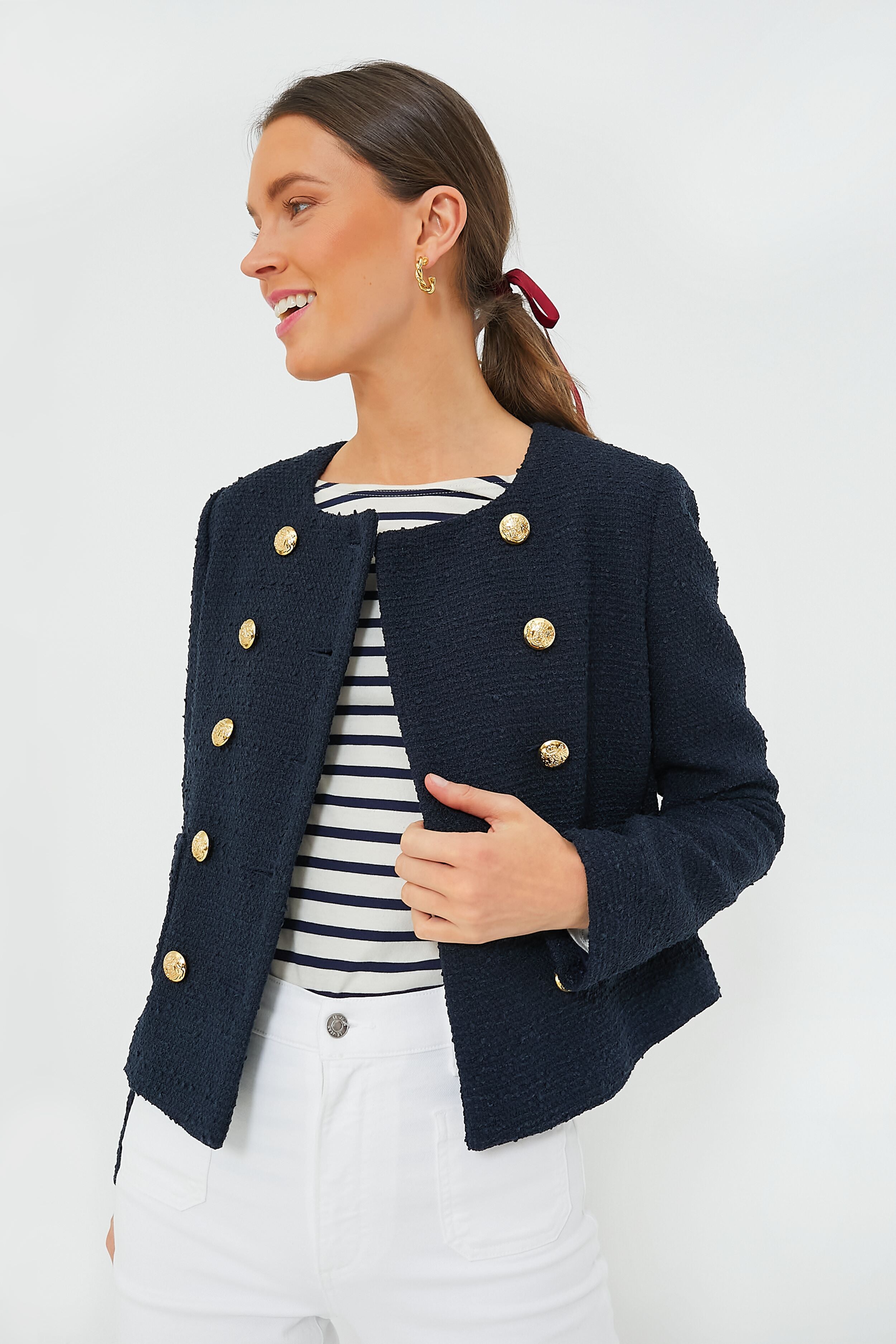 Navy tweed blazer best sale