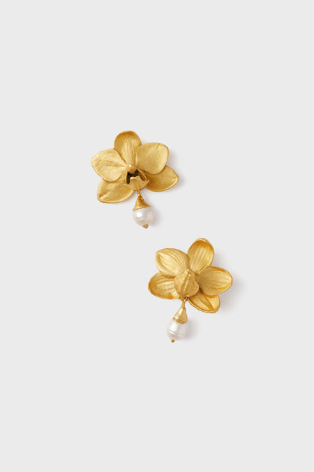 Gold Phalaenopsis and Pearl Stud