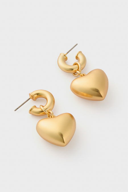 Gold Puffy Heart Earrings