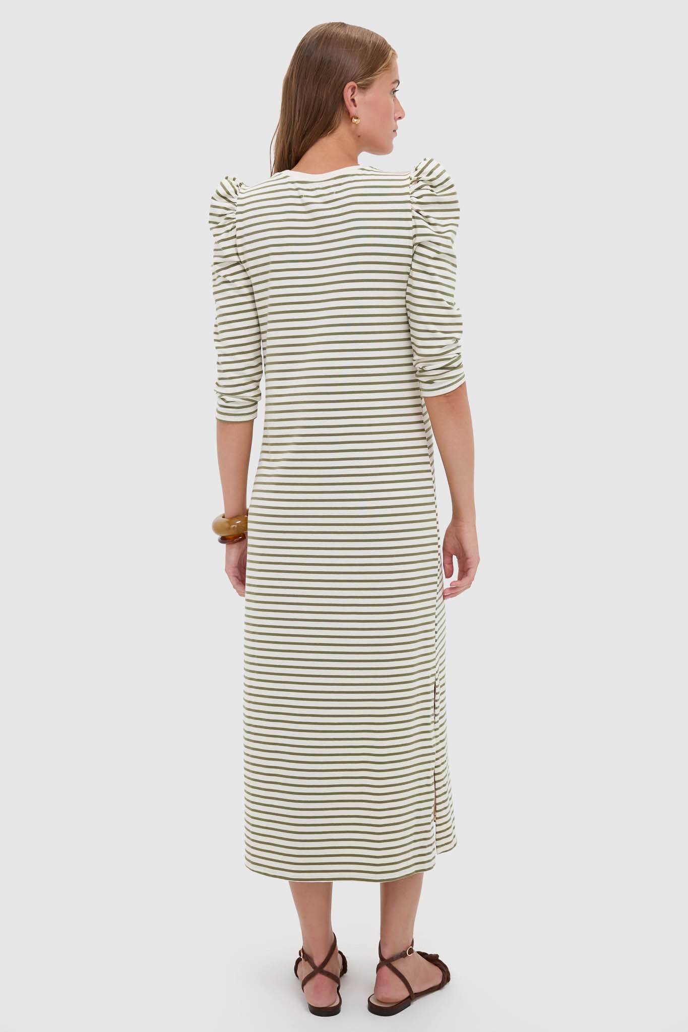 Olive Stripe Vesty Maxi Dress