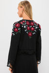 Black Rosaline Embroidery Long Sleeve Button Up Top