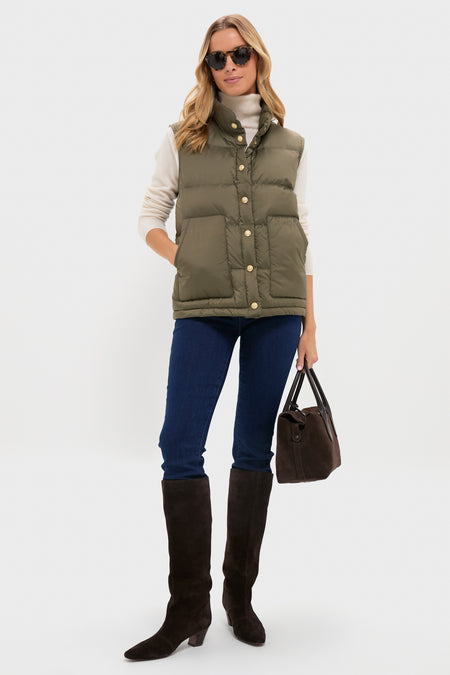 Olive Green Inez Puffer Vest
