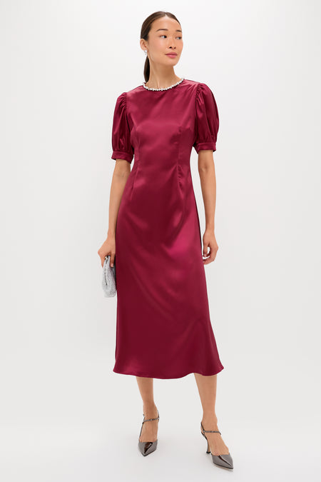 Oxblood Embellished Sappho Midi Dress