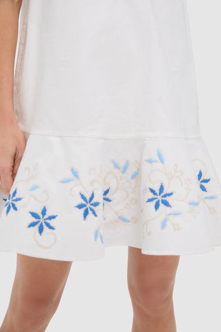 White Embroidery Sleeveless Callahan Dress