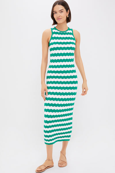green and white bodycon dress Green & White Polka Dot Sleeveless Bodycon Dress main image 1
