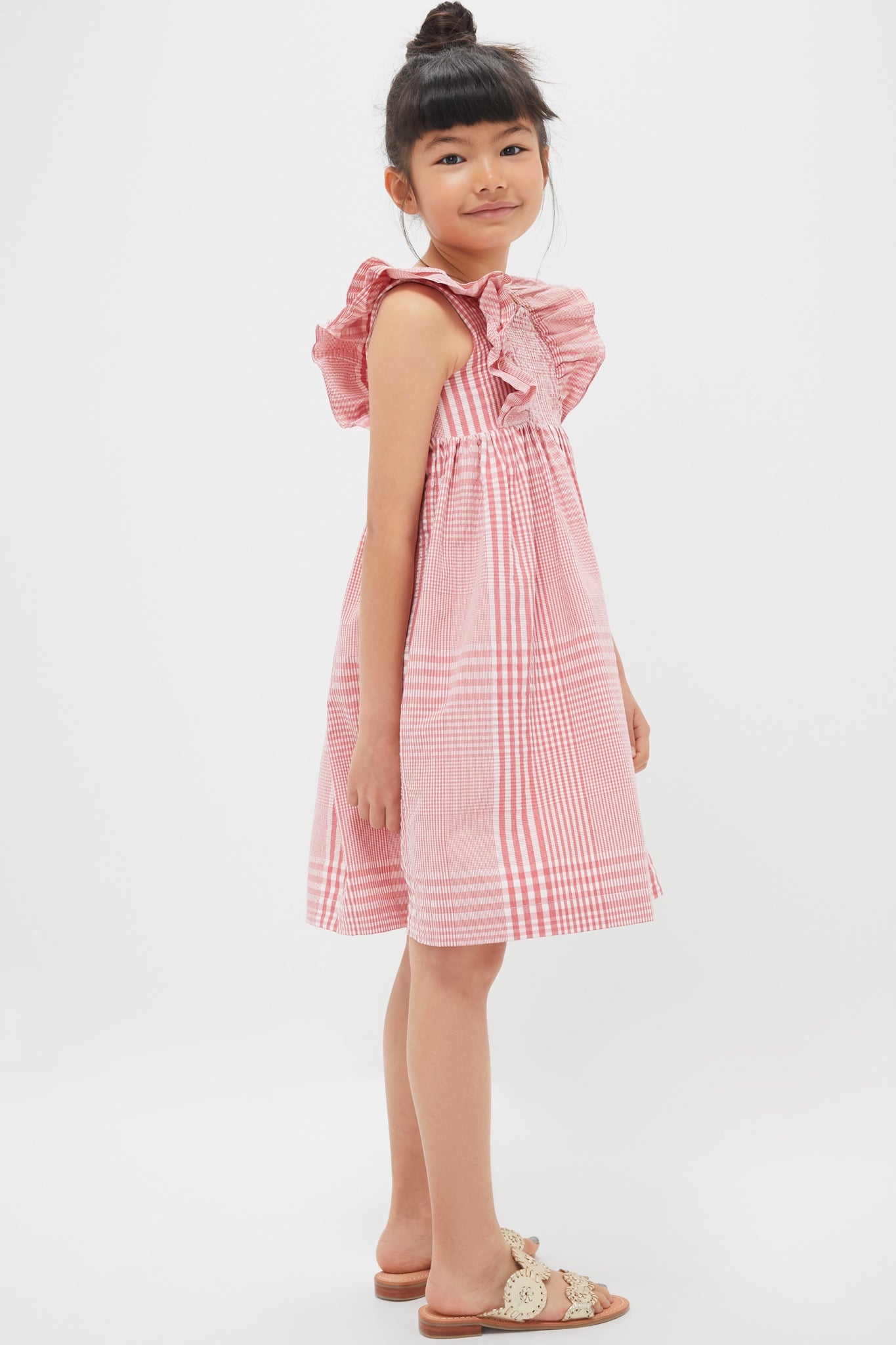 Red Smocked Sleeveless Dress