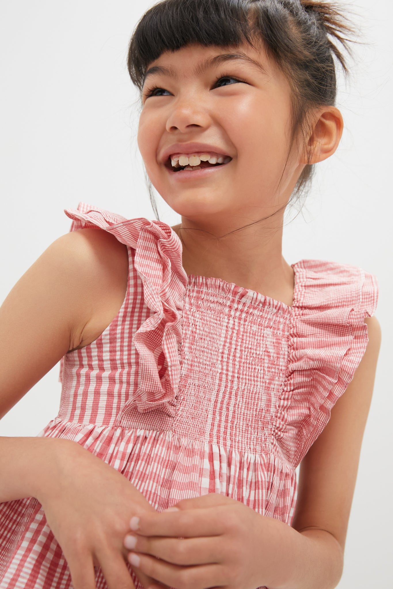 Red Smocked Sleeveless Dress