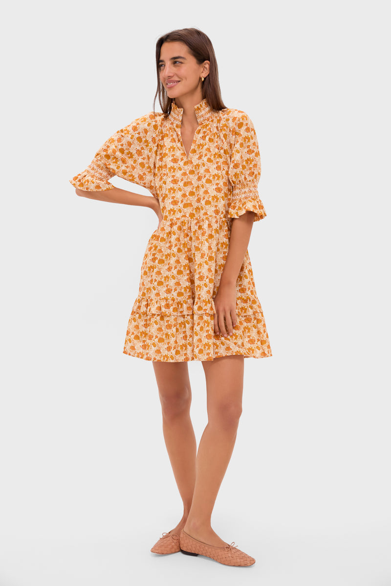 Burnt Orange Floral Sawyer Mini Dress