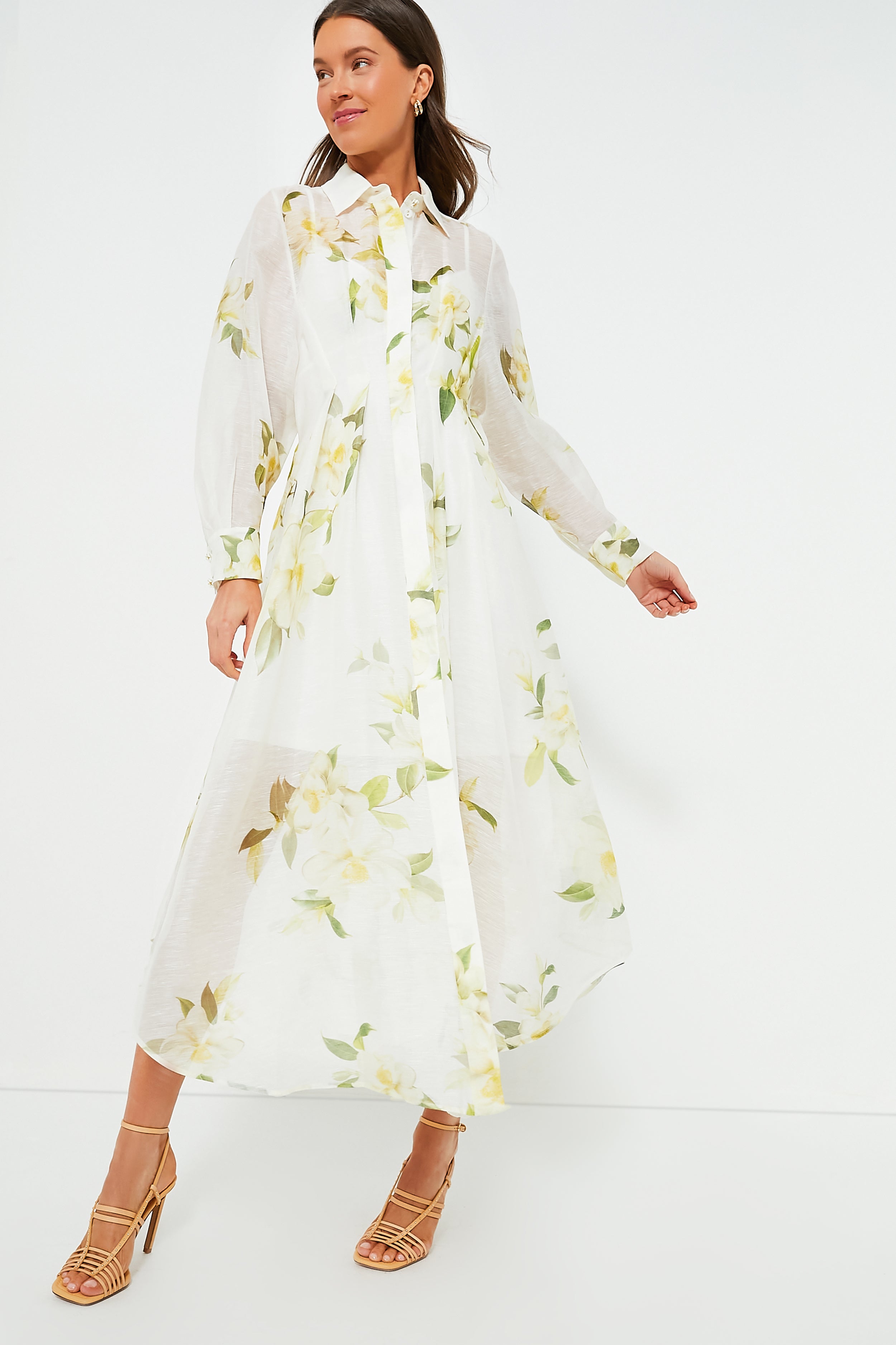 Ivory Magnolia Harmony Draped Shirt Dress | Zimmermann Ivory Magnolia Harmony Draped Shirt Dress | Zimmermann