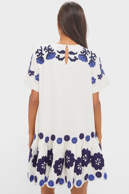 Blue Catrine Applique T-Shirt Dress