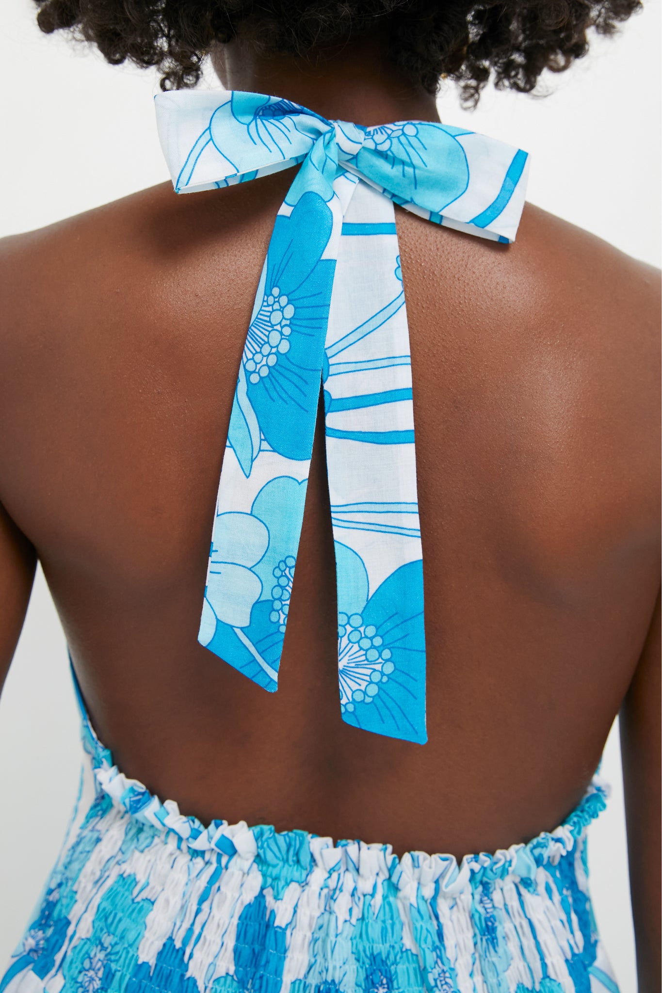 Flowers Waves Maui Halter Midi Dress